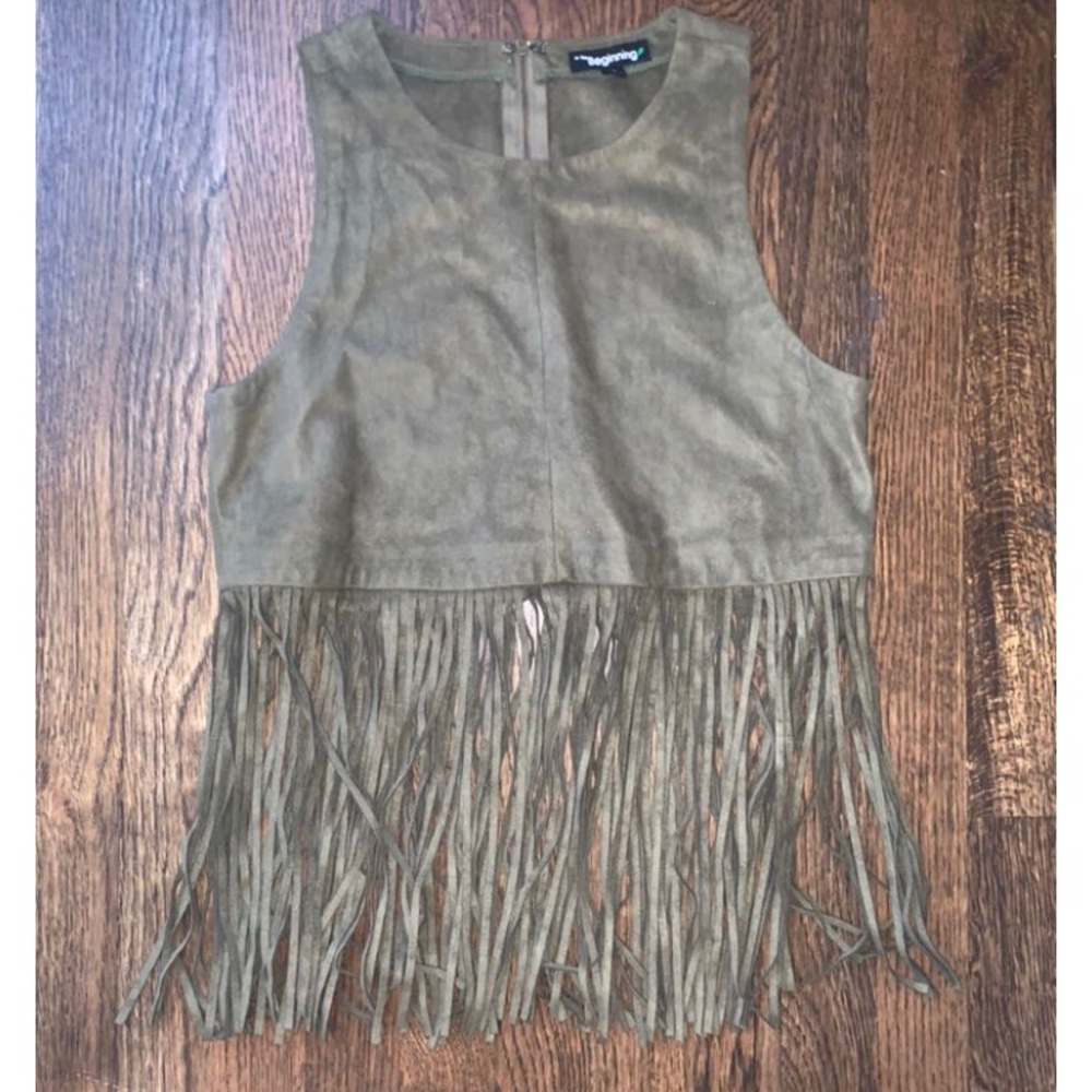 Suede Fringe Crop Top